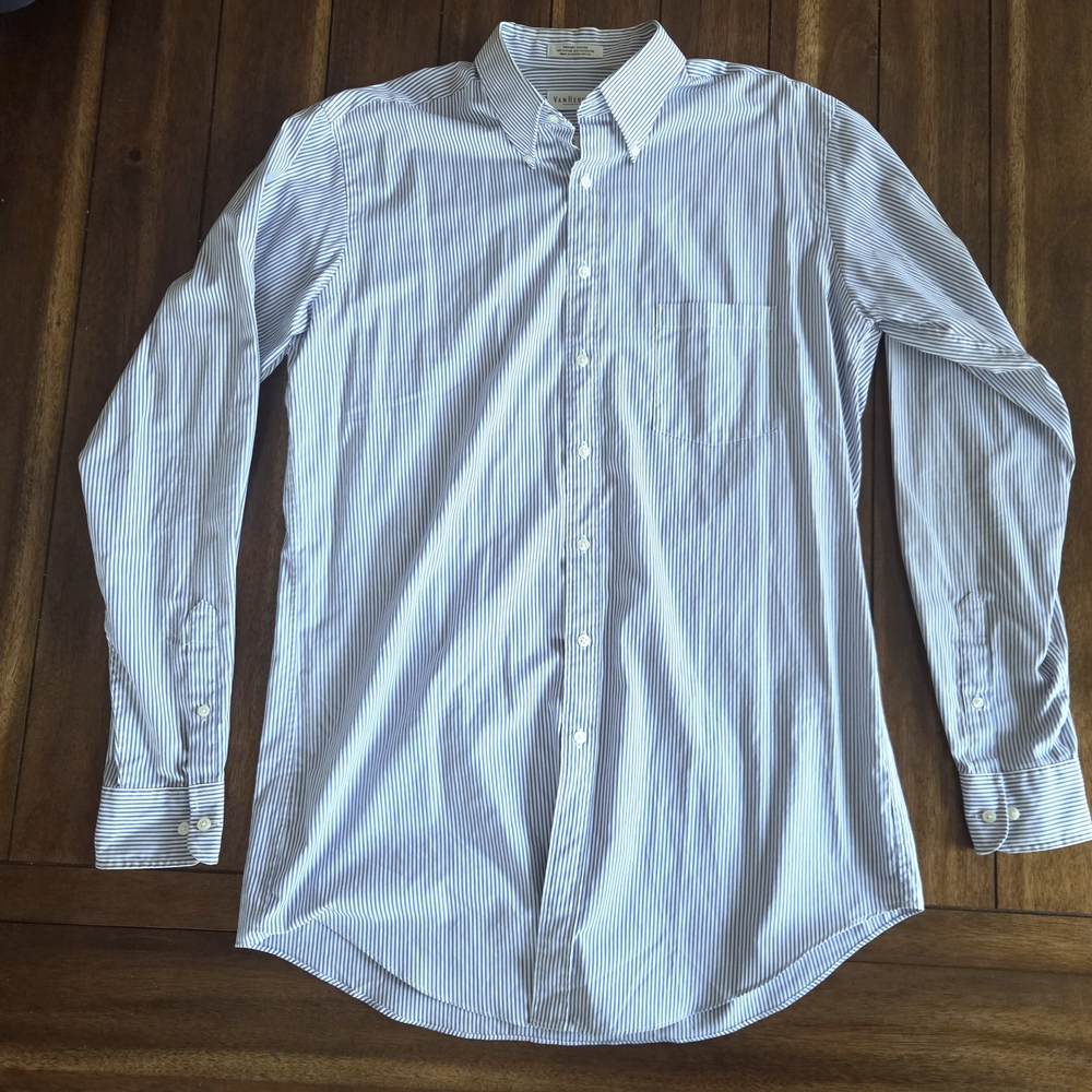 Van Heusen Classic White and Blue Striped Dress Shirt